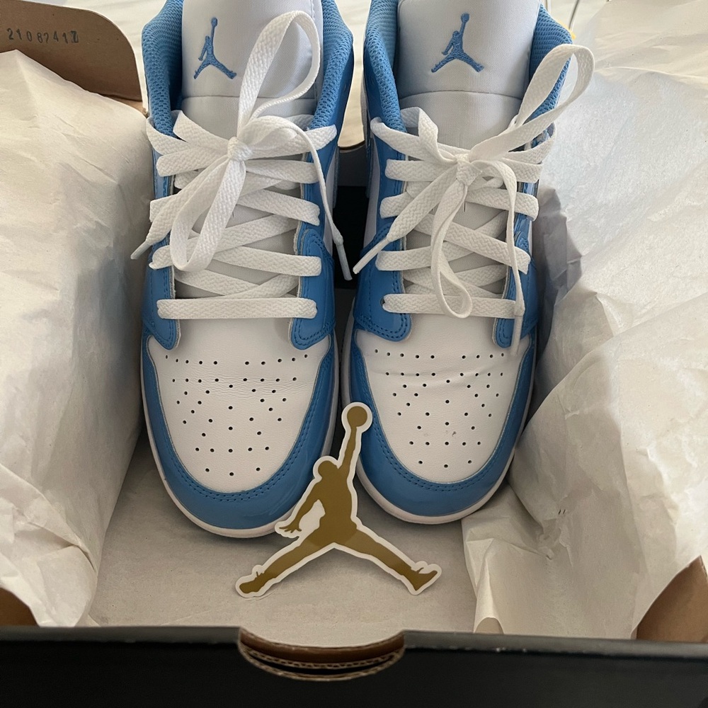 Jordan Blue and White High-Top Sneakers